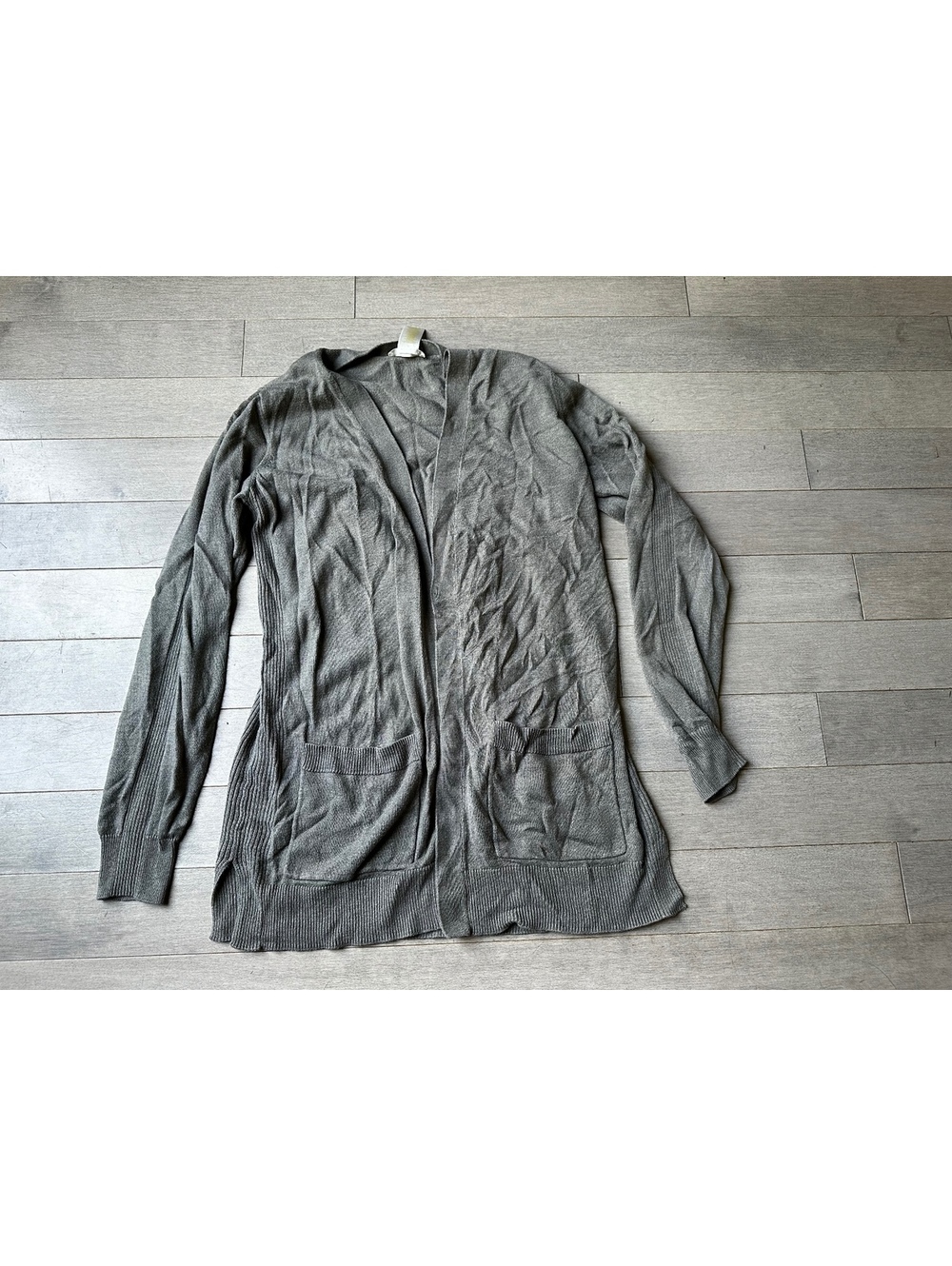 Matty M Women's Gray Open Front Cardigan Knit Fall Office Sweater Size M